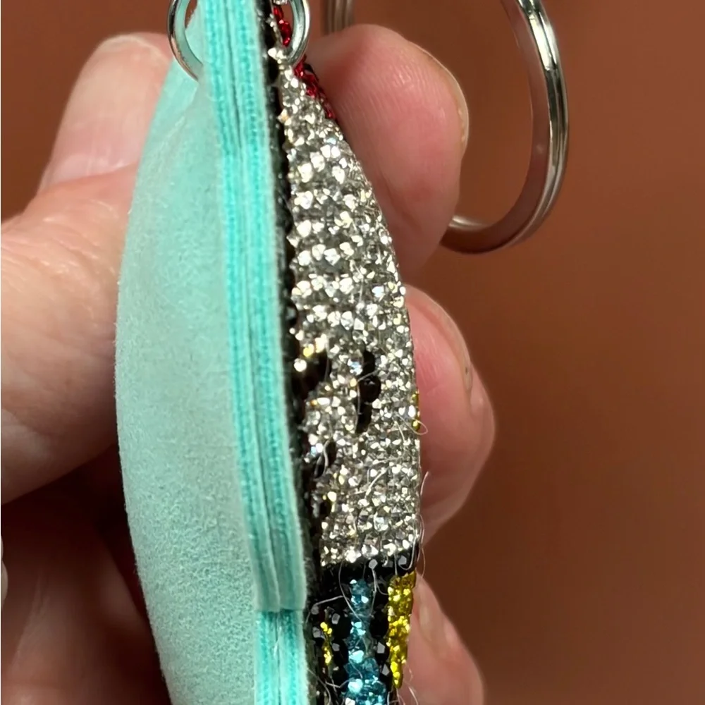 Bling Hello Kitty Keychain - Aqua & Red Accents